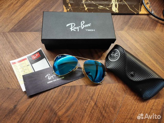 Очки Rayban авиаторы синие