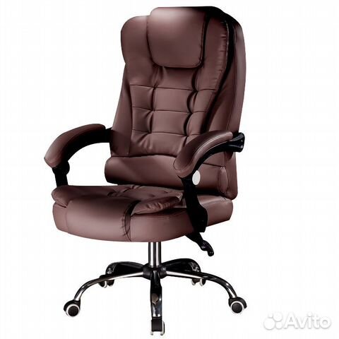 Кресло руководителя офисное черное, коричнев,белое