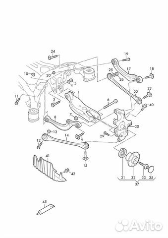 Задняя подвеска на audi A4 B9 8W С 2016г