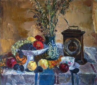 Натюрморт с часами, х/м