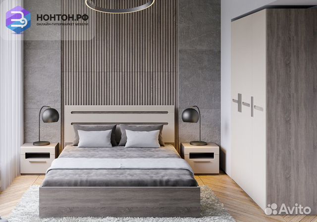 Спальный гарнитур Фьюжн №3 дуб сонома трюфель / бе