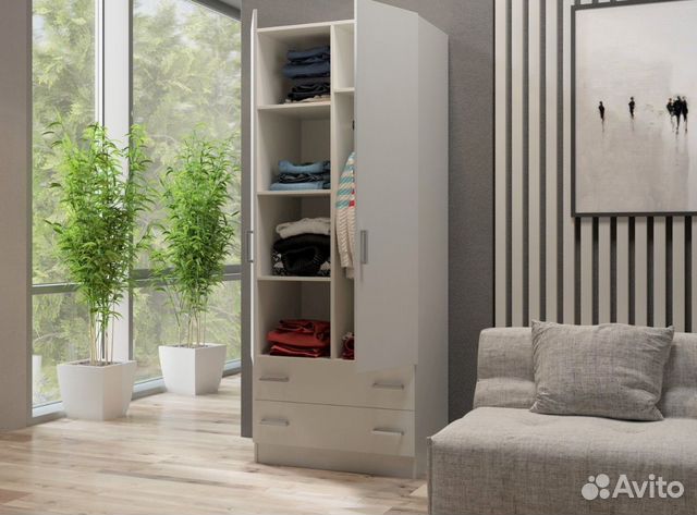 Белый Шкаф с ящиками