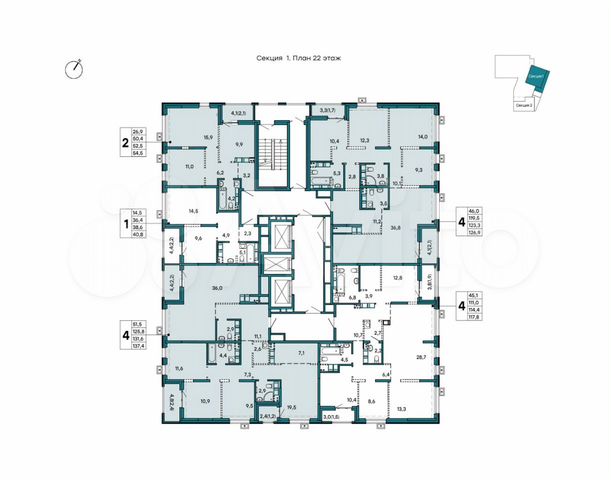 4-к. квартира, 114,4 м², 22/24 эт.