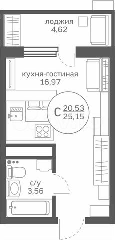 Квартира-студия, 20,5 м², 12/20 эт.