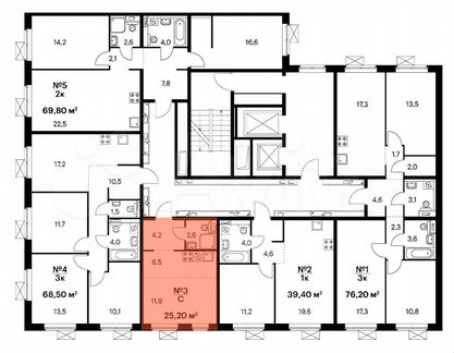 Квартира-студия, 25 м², 7/15 эт.