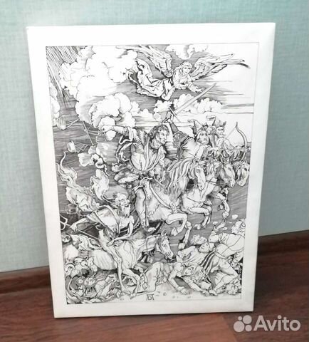 Картина пером и тушью(копияДюрера 4 всадника)