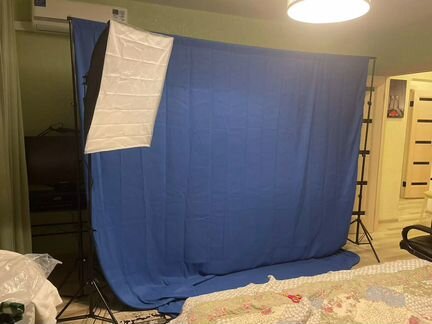 Фотофон стойки + синий хромакей 3х3м
