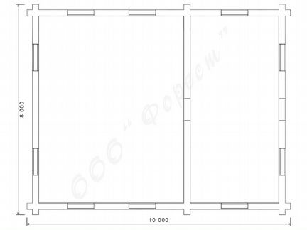 Сруб дома 10х8 м. из оцилиндрованного бревна