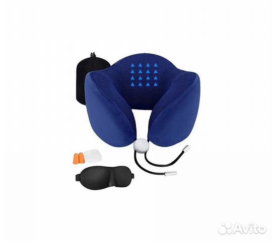 Подушка для путешествий RoadLike Travel Kit Pure с эффектом памяти, синий