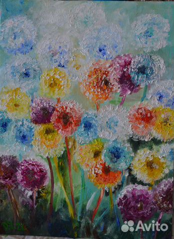 Картина масло Одуванчики