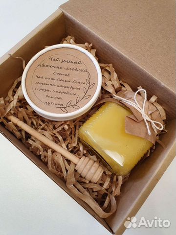 Подарочный бокс чай и мед. Подарочный набор