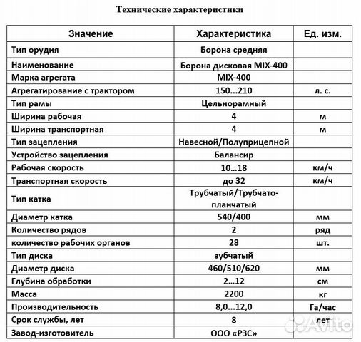 Борона Ростовский Завод Сельхозмашин MIX-400, 2022