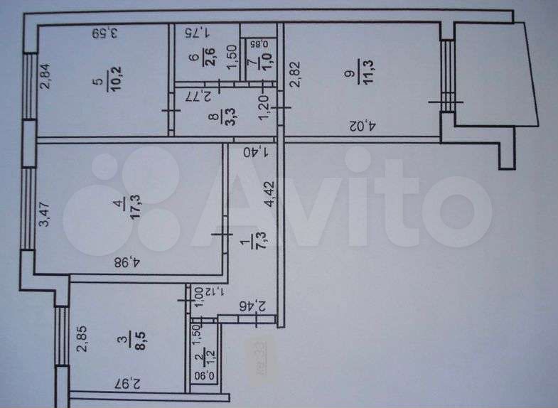 Планировка трехкомнатной квартиры в панельном доме 9 этажей 1980