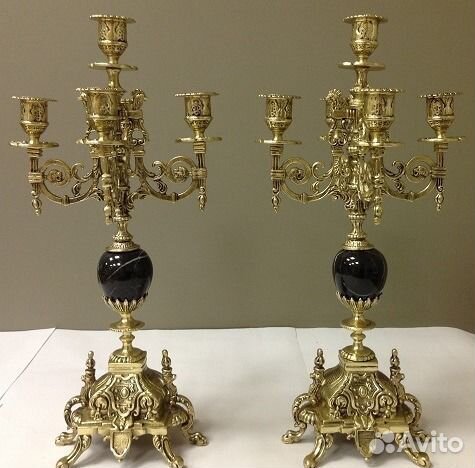 Канделябры из бронзы с ониксом