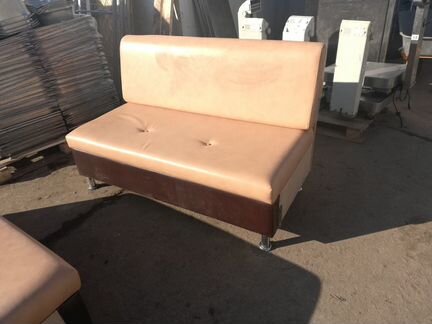 Диван эко кожа - белый/коричневый 163/71/90