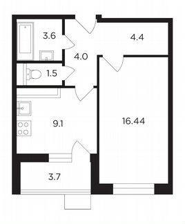 1-к квартира, 40.8 м², 19/19 эт.