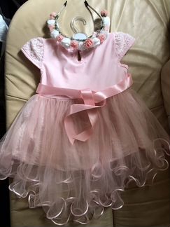 Красивое платье+ободок.р.80