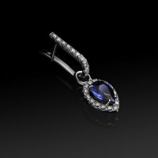 Серьги из б.з. с сапфирами 2,05ct и брилл 0,6ct