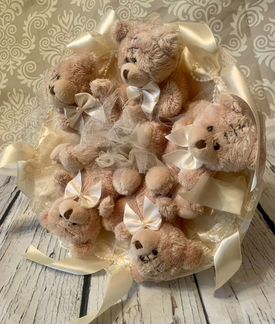 Букет из мишек «Кремовый»