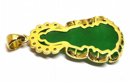 Крупный золотой кулон Будда, нефрит, бриллианты