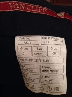 Новый мужской костюм Van Cliff