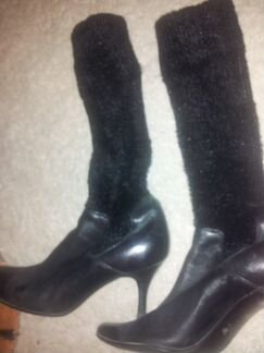 Сапоги весна осень женские на каблуке с меховыми ч