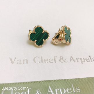 Серьги золото 750 пробы и малахит Van Cleef