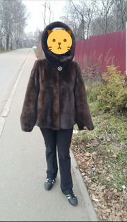 Шуба норковая с капюшоном