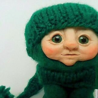 Гномик валяный из шерсти (зеленый)