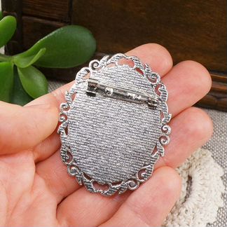 Брошь Винтажное Фото Мать и дочь фарфор деколь