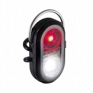 Фонарик безопасности sigma sport micro DUO чёрный: красный и белый LED, заметность с 50м, 2 режима, брызгозащита IPX4, время работы до 60ч, вес 21г, б