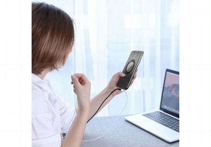 Кабель iPhone в оплетке+вход для наушников. 1М