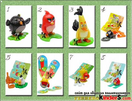 Игрушки из киндер-сюрприза из серии Энгри Бердз