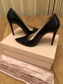 Черные кожаные туфли prada оригинал 37р-р