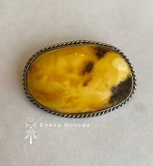 Винтаж: брошь СССР янтарь