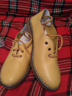 Новые желтые кожаные ботинки оксфорды, 38/24см