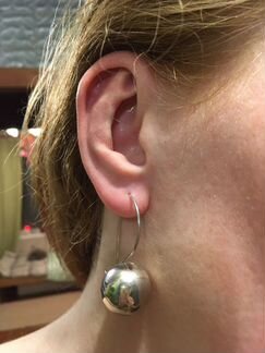 Серьги шарики крупные серебро