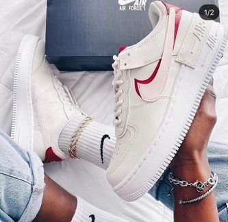 Кроссовки nike air force shadow white