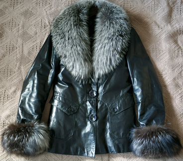 Кожаная куртка утепленная на кролике, размер 44-46