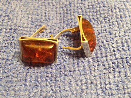 Серьги серебро с натуральным янтарем