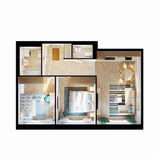 2-к квартира, 56.6 м², 12/25 эт.