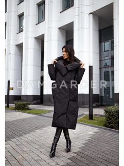 Пуховик одеяло черный оверсайз все размеры