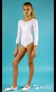 Купальник гимнастический без юбки (белый, черный)
