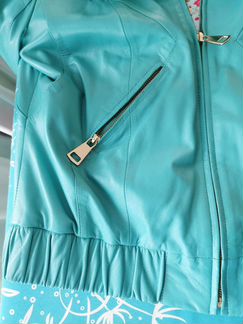 Кожаная куртка бирюзовая