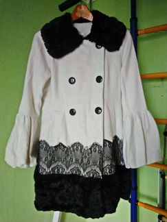 Пальто белое шерсть размер 46