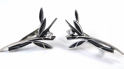 Крупные серебряные серьги 925 пробы